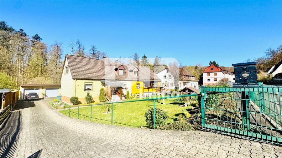 Modernisierte DHH mit Doppelgarage und 2x Carport in Traumlage inkl. Bachlauf - Vorgartenbereich / Zufahrt